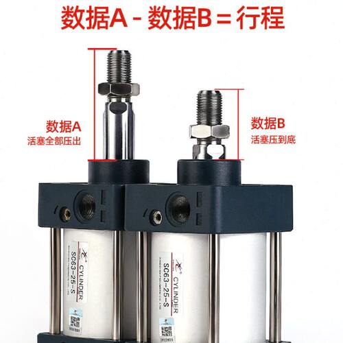 星辰气动标准气缸SC32/63/50/40-25*75*100*250*150X200X275-600S - 图2