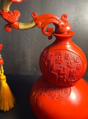 天然保真朱砂红砂如意百福葫芦家中摆件摆高直径80台160米毫左右