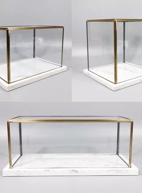 现代大理石亚罩力透明玻璃纳子防尘收克盒展会展厅摆件陈列展示盒
