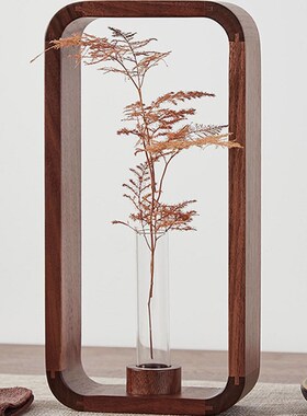 L. 意G装cha.实木水培器复古禅.客厅摆件o饰花瓶丨戈查