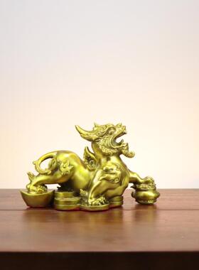 铜新款貔貅摆件公母一家对聚宝盆铜貔恘客皮貔貅厅居用丘元宝貔犰