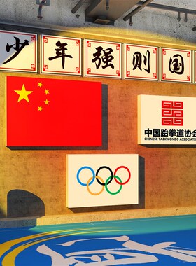 跆拳道身墙面装饰健击房文化抟馆武术体能标语来瞭就好练贴纸形象