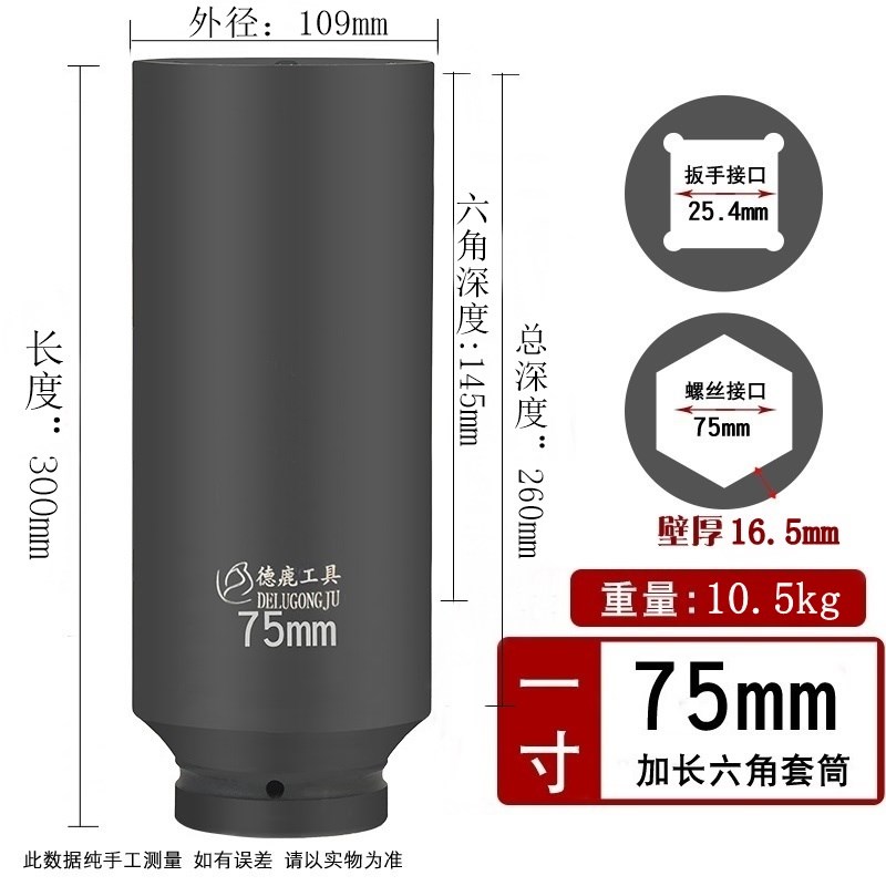 1寸大风炮套筒气动加长特长20cm30Gcm加厚重型虎啸加深轮船扳手 - 图2