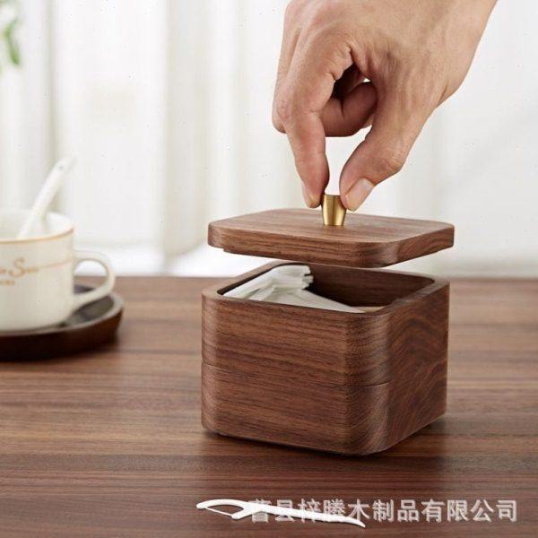 胡桃木牙线盒家用轻奢牙线棉签卸妆棉收纳盒桌面收纳家居用品收纳,淘宝优惠券,粉丝福利购,淘宝优惠卷
