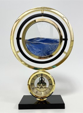 时钟流沙画摆件轻奢高级感办公室客厅酒柜电视柜沙漏家居软装饰品