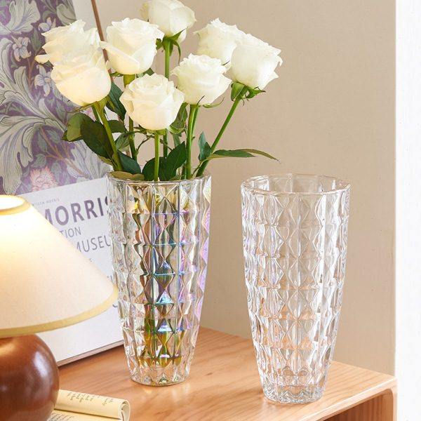 水晶花瓶玻璃透明轻奢高级感客厅插花养玫瑰百合鲜花装饰花器摆件,淘宝优惠券,粉丝福利购,淘宝优惠卷