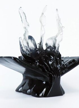 现代艺术雕塑摆件样板房酒店售楼处玄关摆台抽象透明海书装饰品