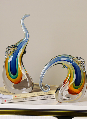 高档琉璃艺术摆轻奢件抽象现代客厅样板间玄关桌面电视柜书房摆设