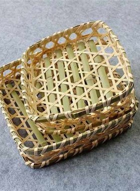 制品架子竹筐纯手工竹编花篮大号装饰品田园收纳家用托盘厨房菜盘