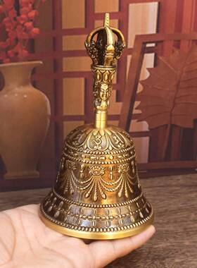 黄铜大号手摇铃铛铜铃铛音金铃声响亮道三五股金刚清铃铛铜手摇铃