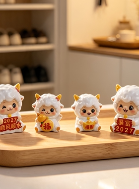 可爱小羊治愈车载中控台摆件