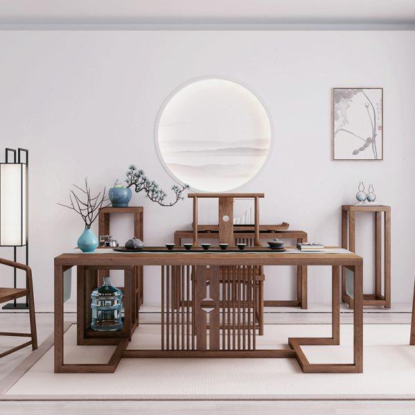 新中式简约家用实木茶桌现阳台功夫白蜡木榆木茶台泡茶桌椅组合,淘宝优惠券,粉丝福利购,淘宝优惠卷