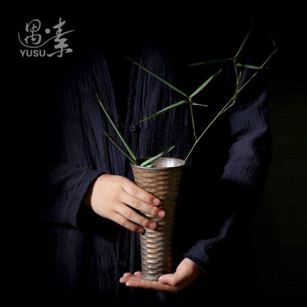 粗陶花中式小花器客厅茶桌摆件茶道零配复古水培干花创意小花插,淘宝优惠券,粉丝福利购,淘宝优惠卷