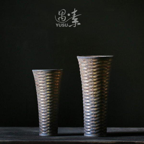 粗陶花中式小花器客厅茶桌摆件茶道零配复古水培干花创意小花插,淘宝优惠券,粉丝福利购,淘宝优惠卷