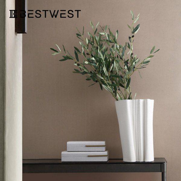 Best west 3D打印白色陶瓷花摆件 档家居样板房花盆干花花器,淘宝优惠券,粉丝福利购,淘宝优惠卷