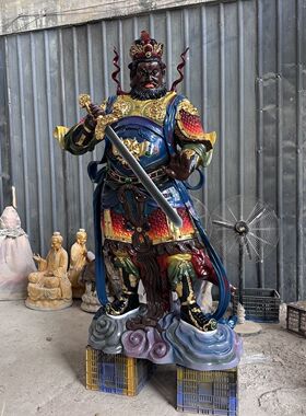 四大天王金刚寺庙护法铜雕大型玻璃钢增长广目木雕树脂神像佛像