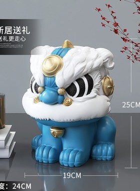 国潮醒狮桌d面摆件酒柜q装饰品轻奢客厅电视柜玄关门店乔迁开业礼