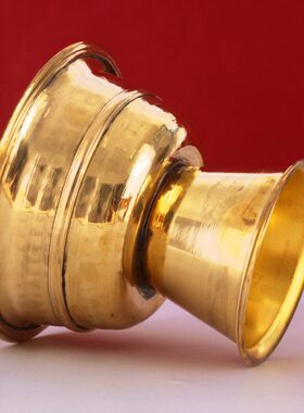 尼泊尔纯黄铜酥油手工灯座家用蜡烛台底座供奉长明摆件酥油大容量