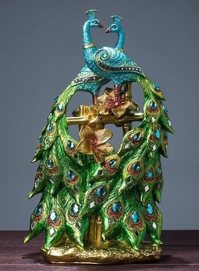 欧式玄关创意新房工艺孔雀电视柜摆件现代家居酒柜装饰品结婚礼品