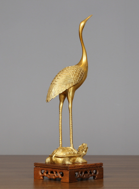 纯铜鹤摆件仙鹤客厅电视柜玄关酒柜装饰品贺寿礼品送长辈祝福礼品