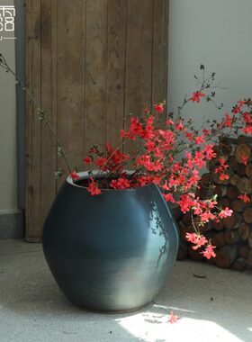 高级感绿植花盆陶盆种植盆客厅插花摆件大口径落地陶瓷花瓶粗陶罐