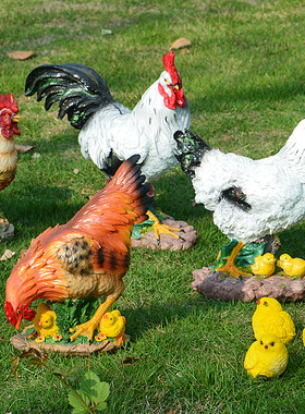 仿真大母鸡庭院盆栽装饰园艺摆设树脂工艺品户外幼儿园公鸡摆件
