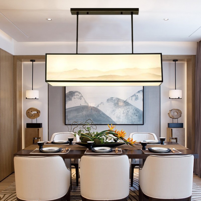 新中式长方形餐厅客厅吊灯 v禅意前台书房饭厅吧台书房茶室吊灯具 - 图1