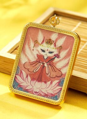 黄铜唐卡画盒铺金菩提叶唐卡画扎基拉姆藏式唐卡可定制方形嘎乌盒