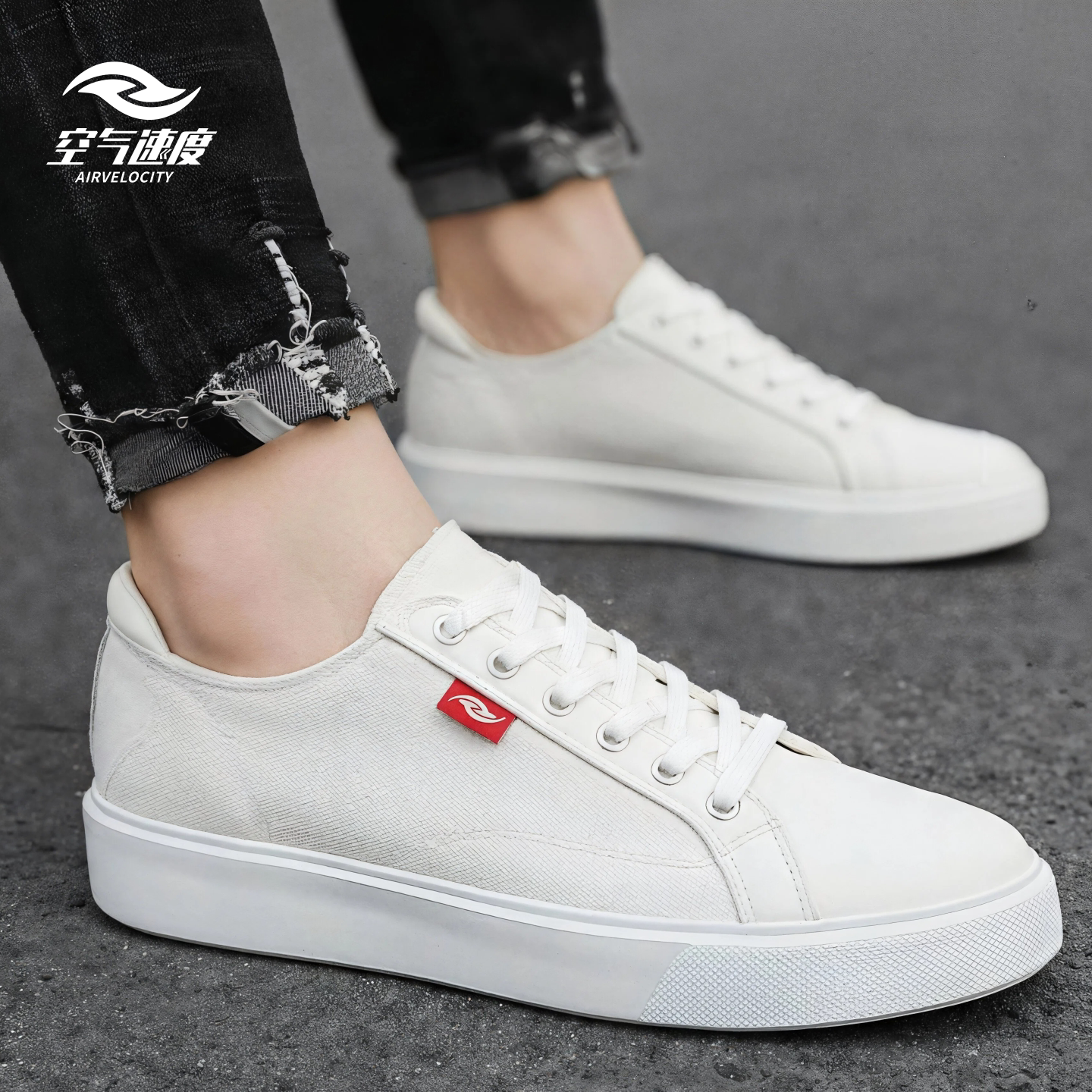 男鞋2026新款小众设计潮流小白鞋平底板鞋原创高级帆布鞋蓝色白色