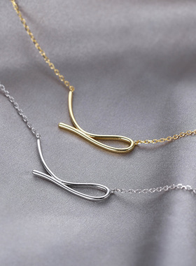 新品前10名免单，咨询客服s925纯银几何线条项链女2026年新款