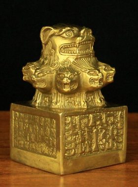 纯铜艺术品九头狮子印玺官印印绶家居装饰工艺品桌面办公室摆放