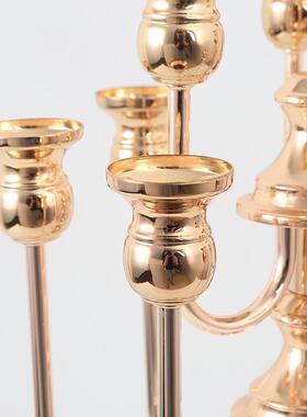 欧廉式复古金氛属多头烛台餐厅物围布置小八爪鱼烛台美价复古烛光