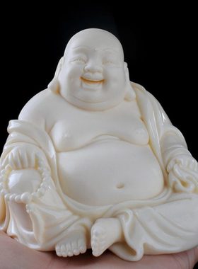 自在弥勒林建胜玉黄瓷小弥勒车载工艺品桌面把玩茶会所小精致摆件