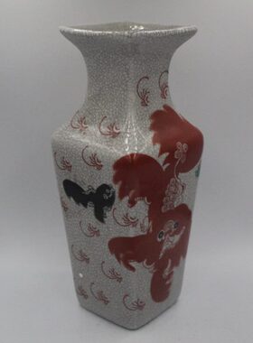 清乾隆粉彩狮纹花瓶仿古家居装饰瓷器摆件收藏仿古瓷器古董古玩老