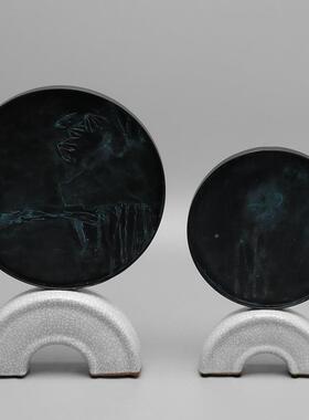 新房中式铁艺屏风摆UOL件饰茶品陶瓷古典家装桌室内书玄居家装饰