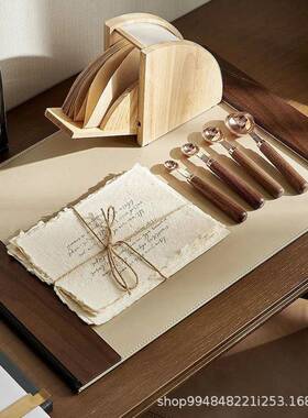 书房法处主题装摆件书桌办公书桌皮质写字板写字板桌饰垫样板间售