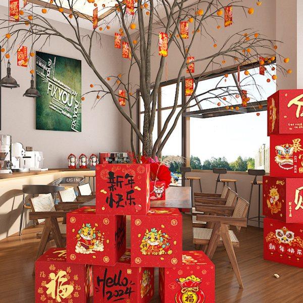 龙年新款堆头盒子小摆件2024年春节商场咖啡店装饰品新年场景布置,淘宝优惠券,粉丝福利购,淘宝优惠卷