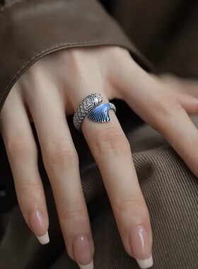 925银新中式锦鲤开口调节女戒