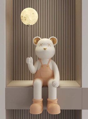 奶油风客厅电视柜旁大摆件家居饰品玄关坐姿网红暴力熊装饰高级感