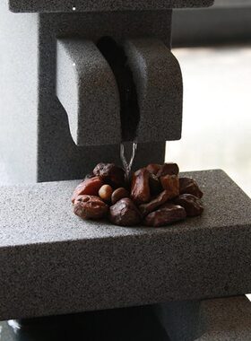 定制天然石头中式石台园林庭院装饰石桌茶桌流水茶台桌椅套装组合