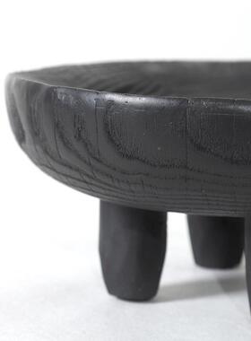 代侘寂艺术树脂仿炭木纹果盘装饰艺桌面化摆件样现板间售USX楼处