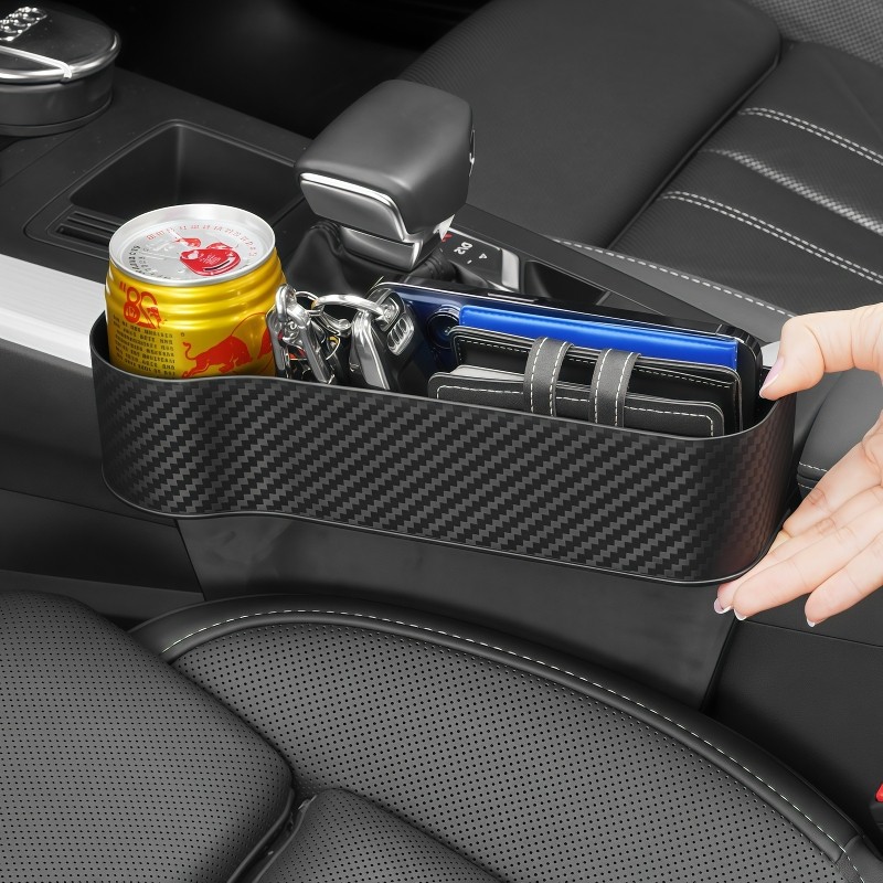 汽车座椅夹缝隙收纳盒碳纤纹多功能置物袋扶手箱水杯架车载储物盒,淘宝优惠券,粉丝福利购,淘宝优惠卷