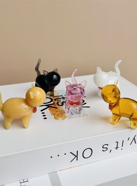 猫咪琉璃小摆件公仔车内装饰玩偶车上迷你小猫日式仿真写实可爱萌