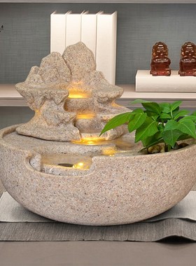 轻奢简约流c水喷泉摆件办公室客厅玄关桌面生财循环水景开 业