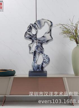 新款太湖石样板房摆件电柜透明装饰品太湖石装创抽艺象意家居雕视