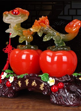 事事如意招财柿子k摆件家居客厅玄关书房柜酒柜博古架乔迁新居礼