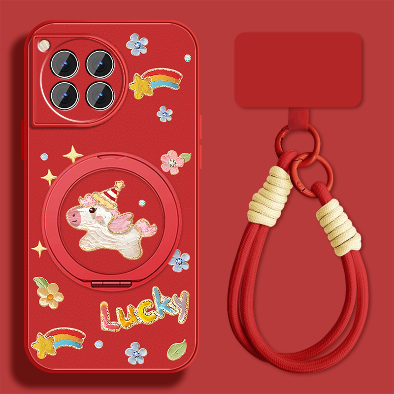 适用吉祥小马一加ace3手机壳女可爱1+ace3pro新款新年ACE3v挂绳oneplus小羊皮por保护套全包防摔磁吸外壳,淘宝优惠券,粉丝福利购,淘宝优惠卷