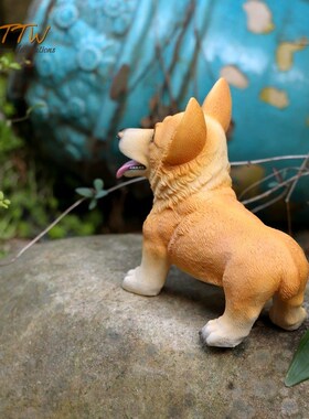 可爱奶油小柯基犬树脂动物花园摆设雕塑客餐厅电视柜家居装饰摆件