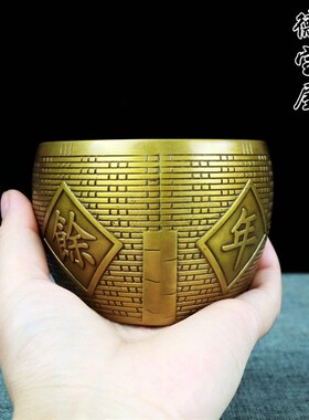 纯铜五谷丰登摆件招财金斗守财粮仓篓升子年年有余客厅风水聚宝盆