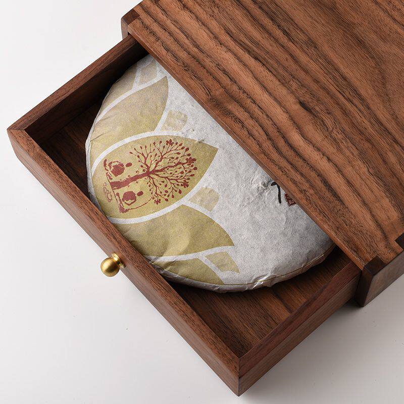 Jinge walnut solid wood Pu'er tea cake box multi-layer drawer tea box tea storage box tea set tea ceremony accessories